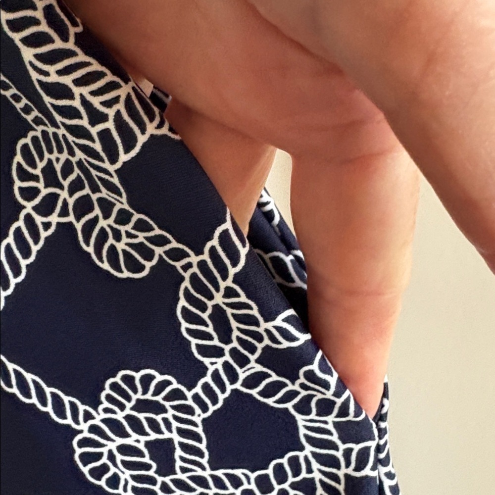 Jude Connally Lattice Ropes Navy and White Geometric Dress XS - Picture 6 of 6